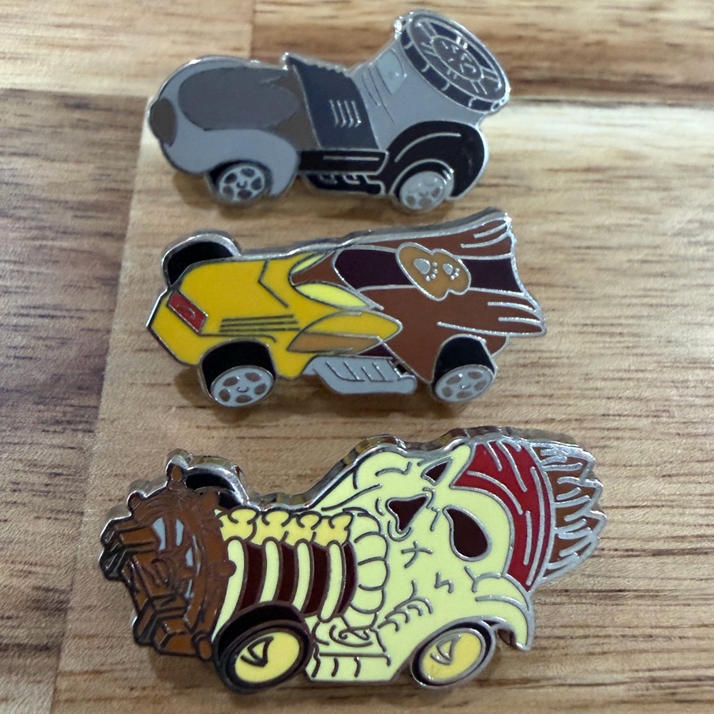 Disney Parks Mystery Racers Enamel Pins Lot (3) Cartoon Race Cars
